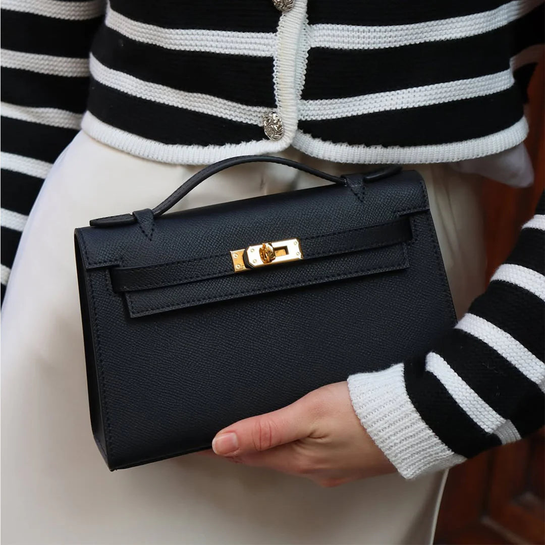 Chic Mini Cowhide Handbag - Compact Leather Style