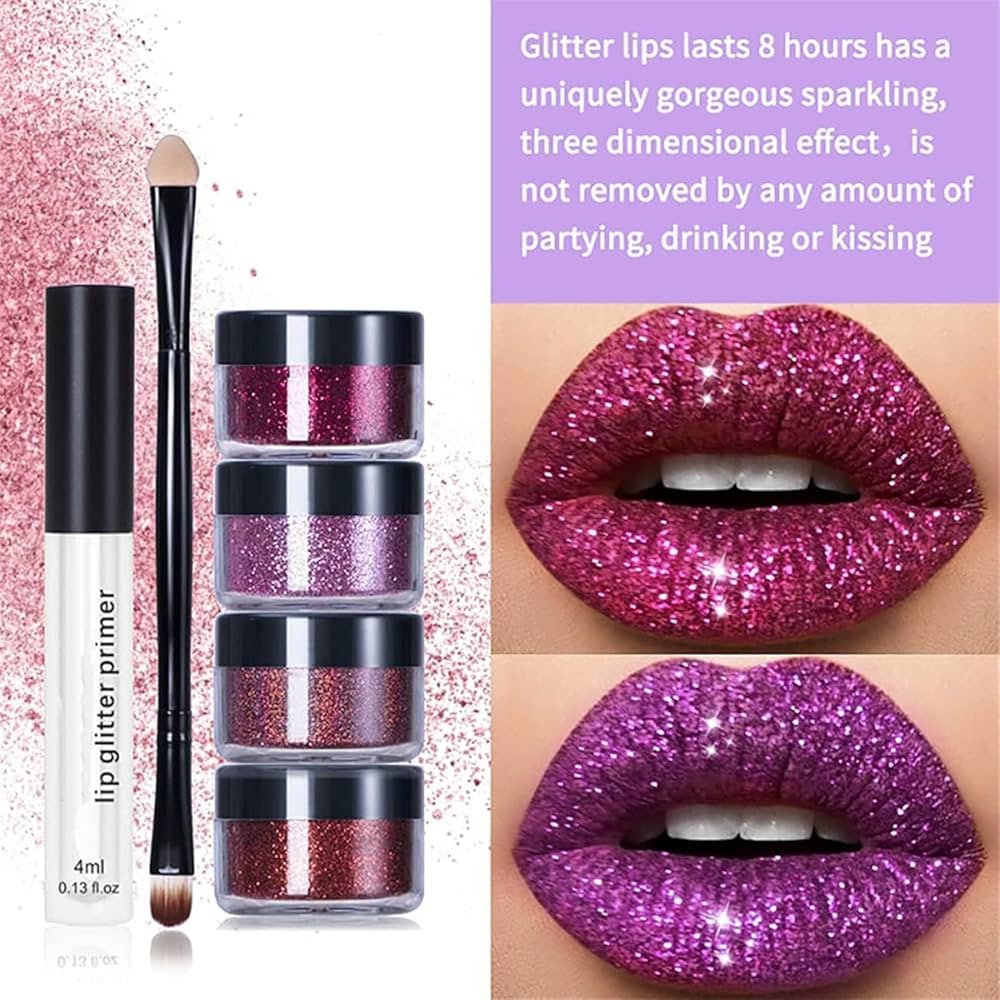 4-Color Glitter Lip Kit – Waterproof & Long-Lasting