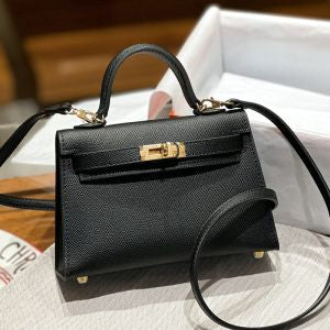Chic Mini Cowhide Handbag - Compact Leather Style