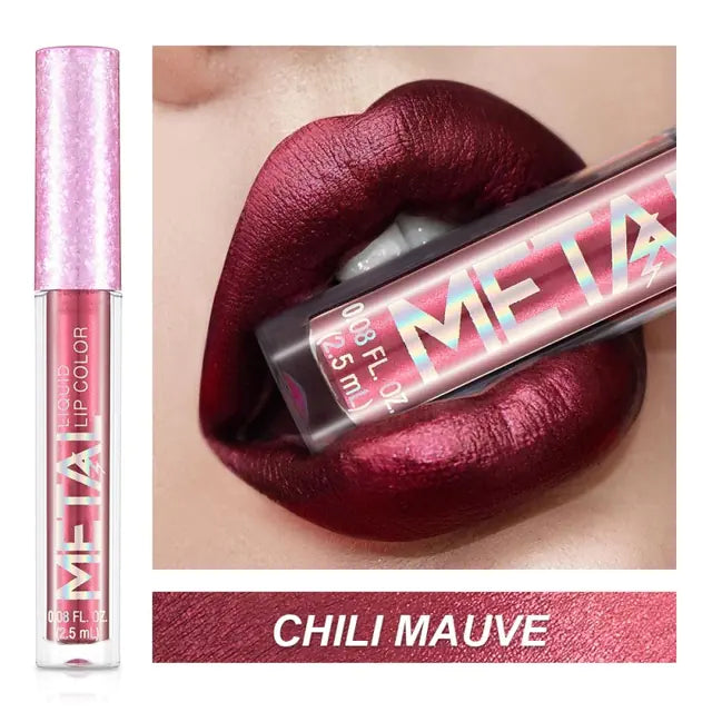 Metallic Liquid Lipstick Lip Gloss - Shimmery Finish