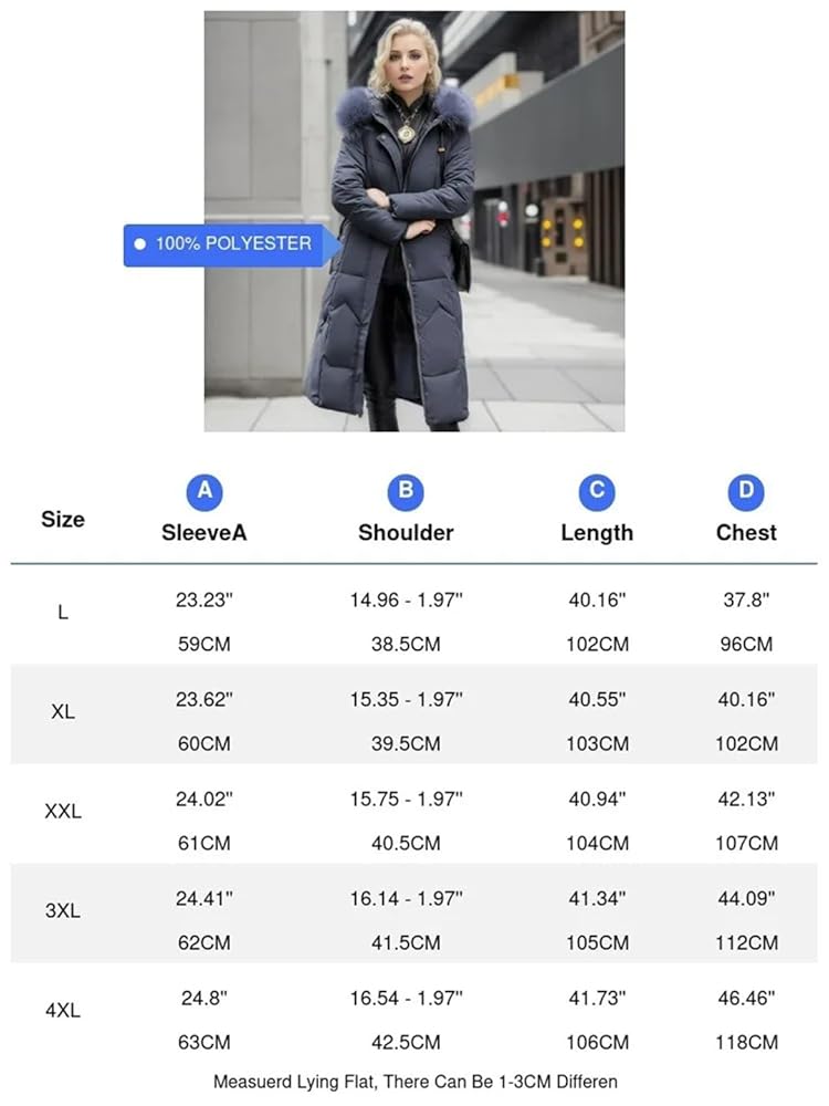 Warm Winter Long Coat with Thick Fur Collar for Women