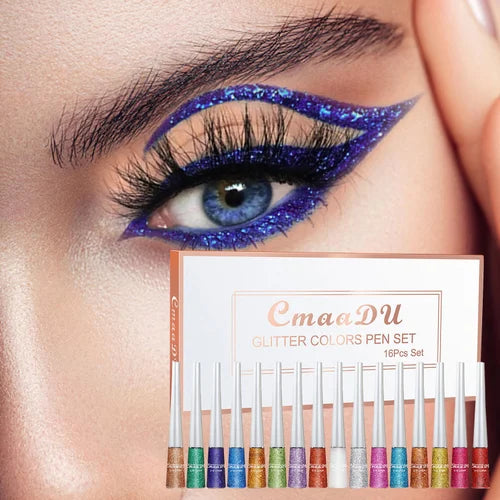 16 Colors Waterproof Glitter Eyeliner – Sparkling Makeup