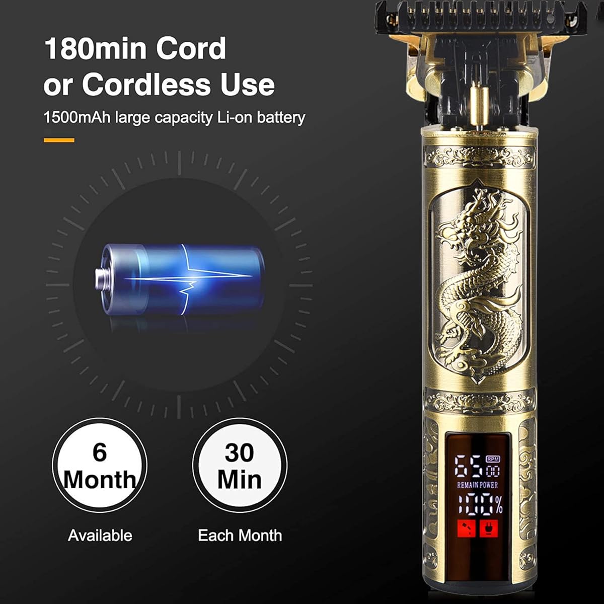 Dragon T9 Pro Wireless Hair Clippers - Professional