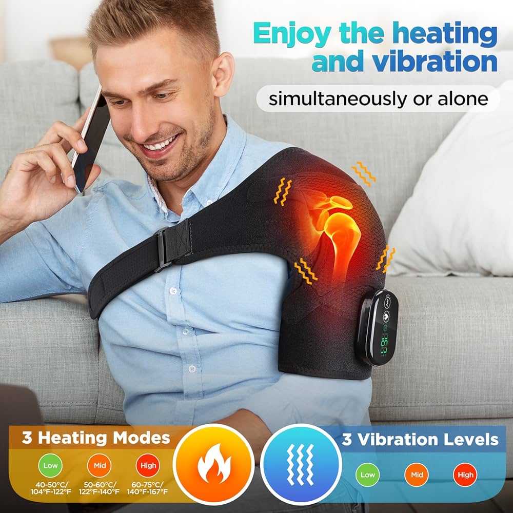 Electric Heating Shoulder Massager with Vibration Support