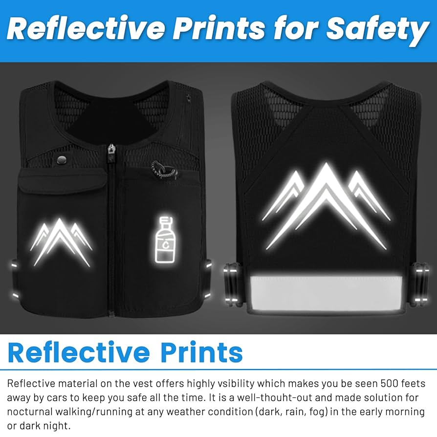 Reflective Sports Vest with Touchscreen Phone Pocket
