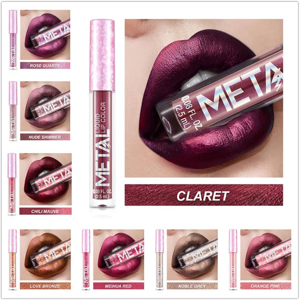 Metallic Liquid Lipstick Lip Gloss - Shimmery Finish