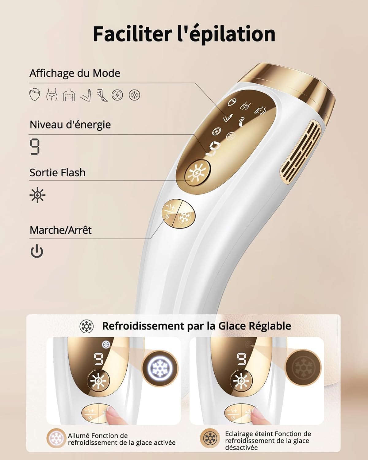 IPL Laser Hair Removal 3-in-1 - Home Device Cooling