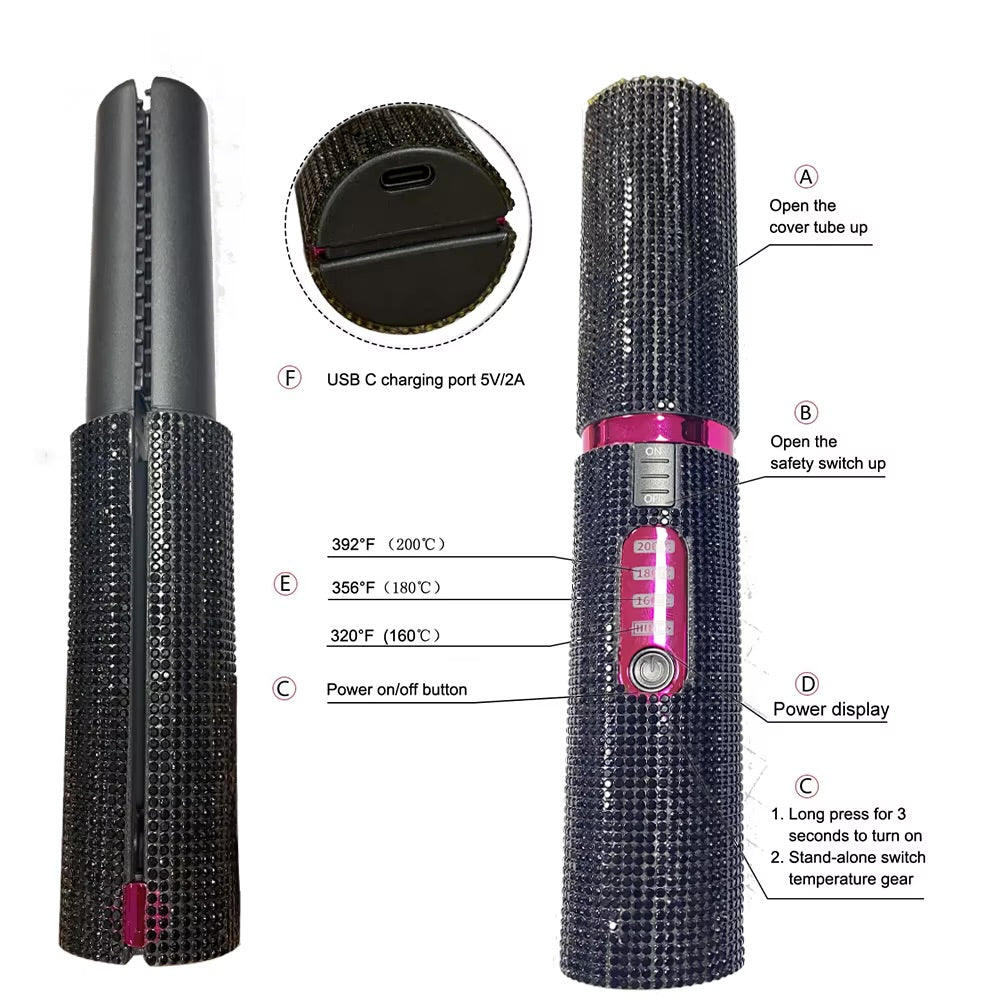 Wireless Automatic Hair Curler – Crystal Diamond Design