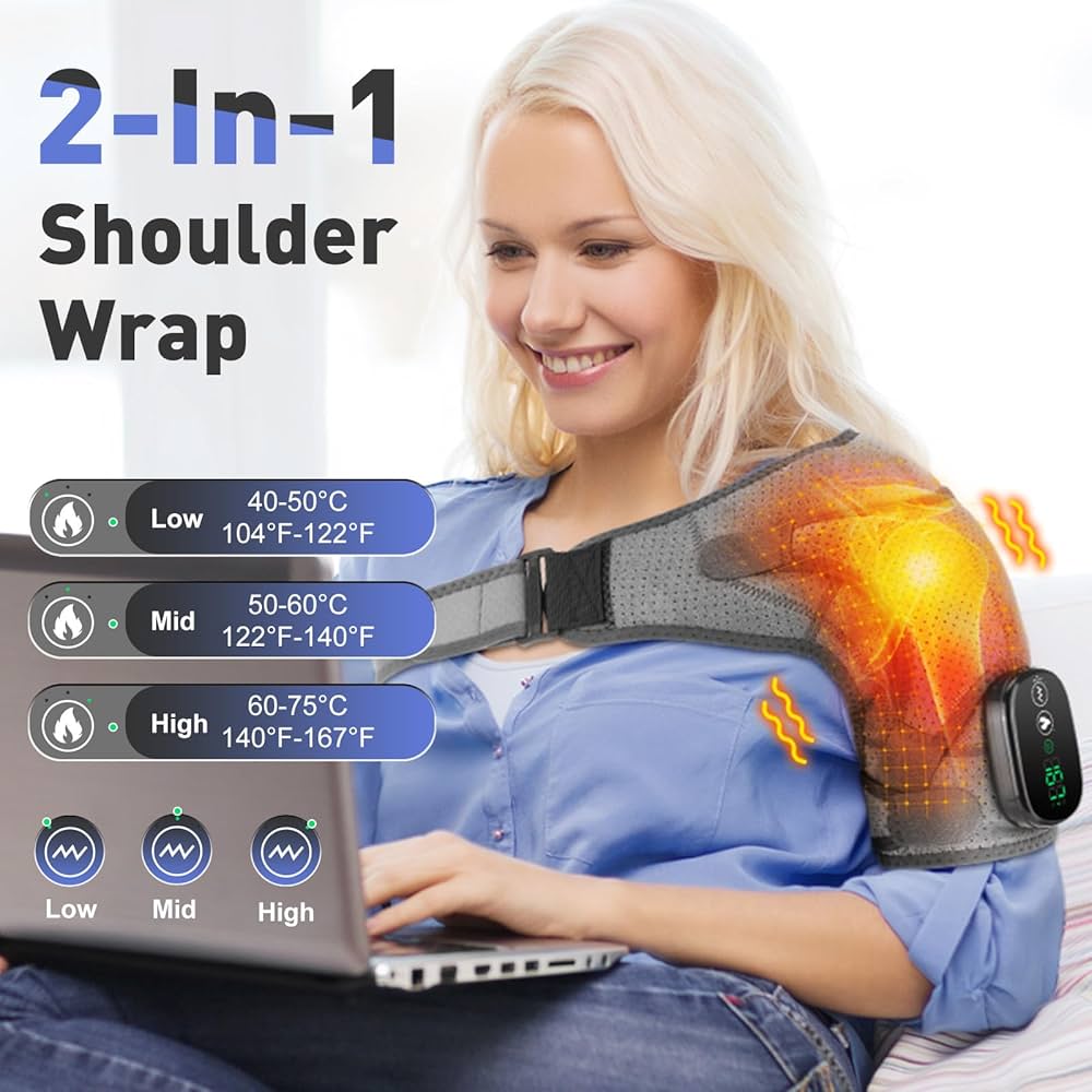 Electric Heating Shoulder Massager with Vibration Support