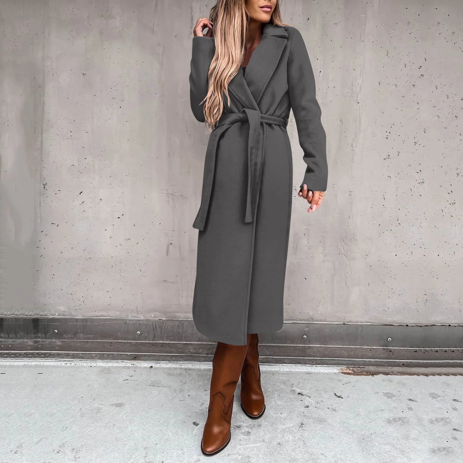 Elegant Women’s Long Solid Color Winter Coat