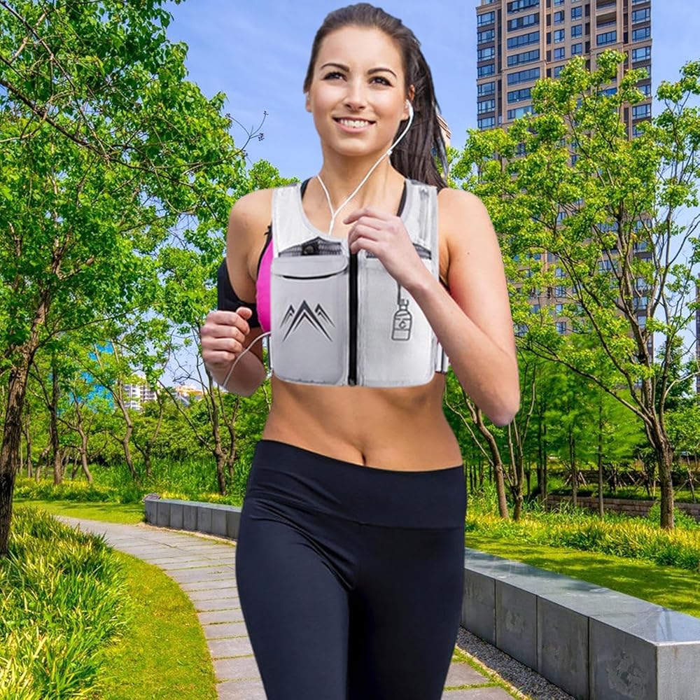 Reflective Sports Vest with Touchscreen Phone Pocket