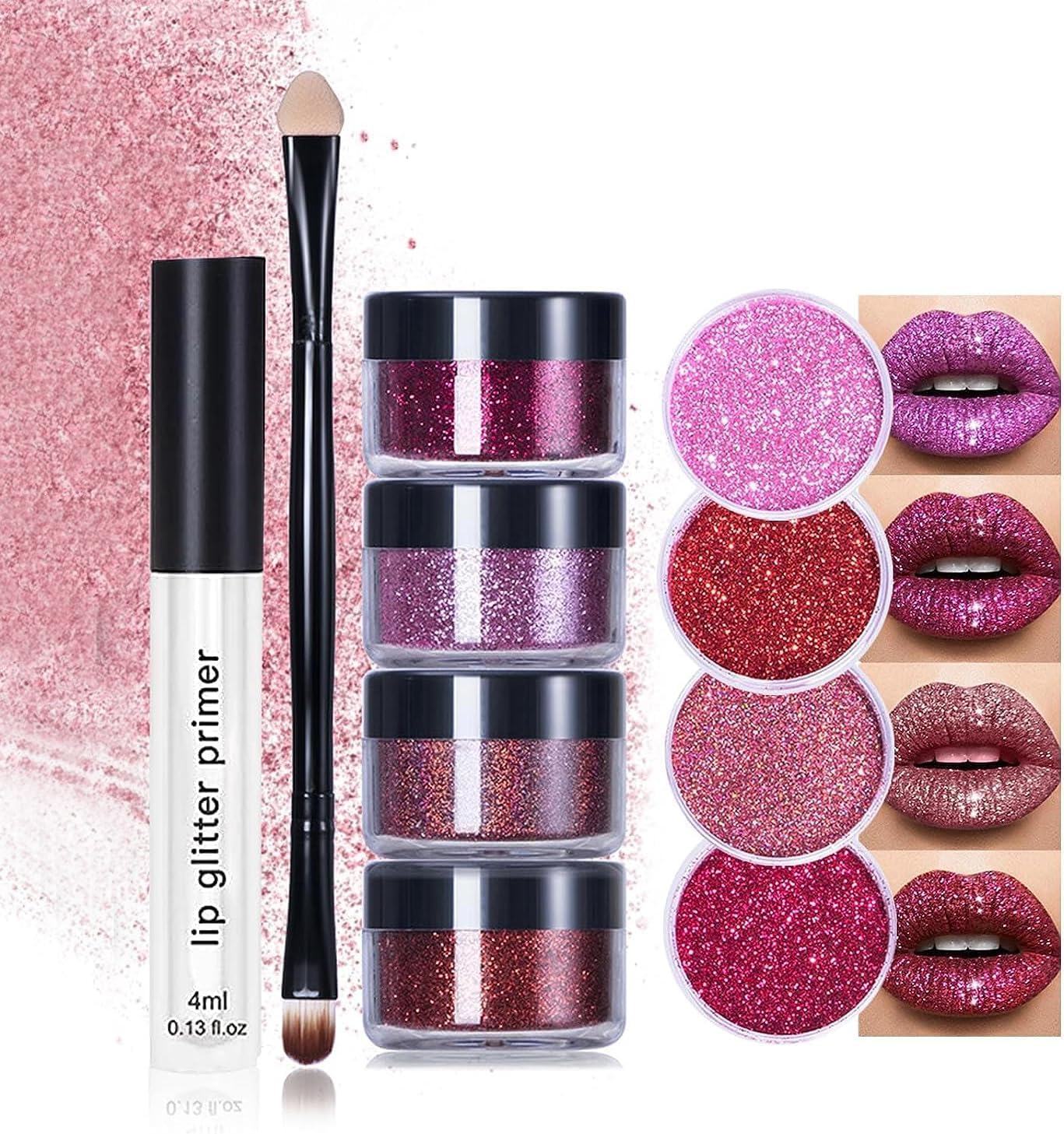 4-Color Glitter Lip Kit – Waterproof & Long-Lasting