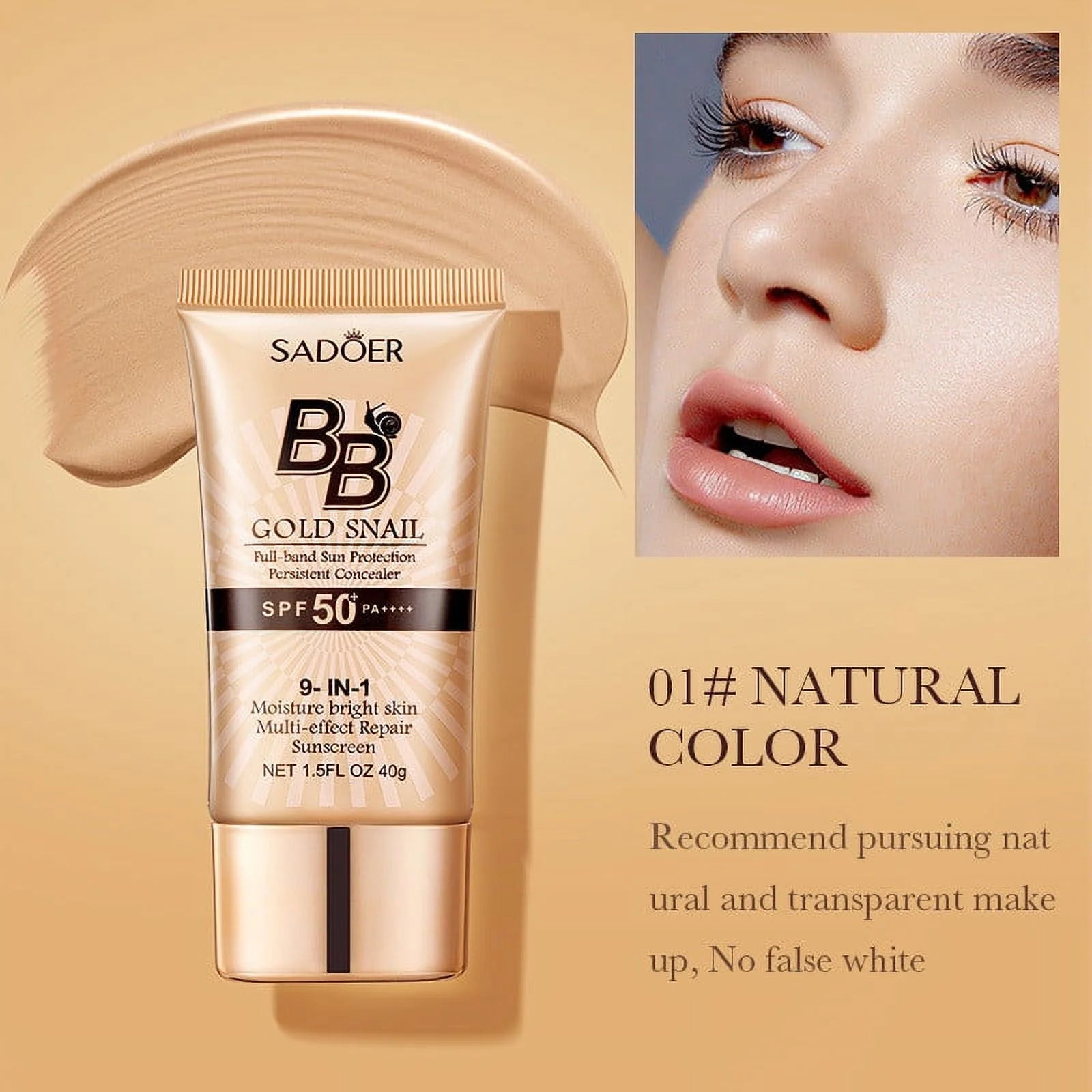 Gold Snail BB Cream SPF50+ – Moisturizing & Long-Wear