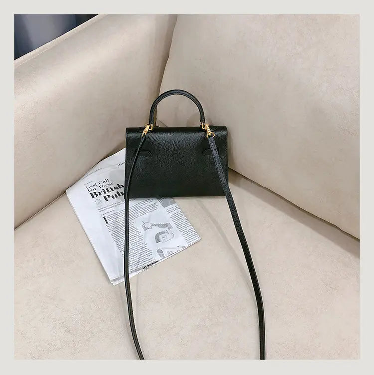 Chic Mini Cowhide Handbag - Compact Leather Style