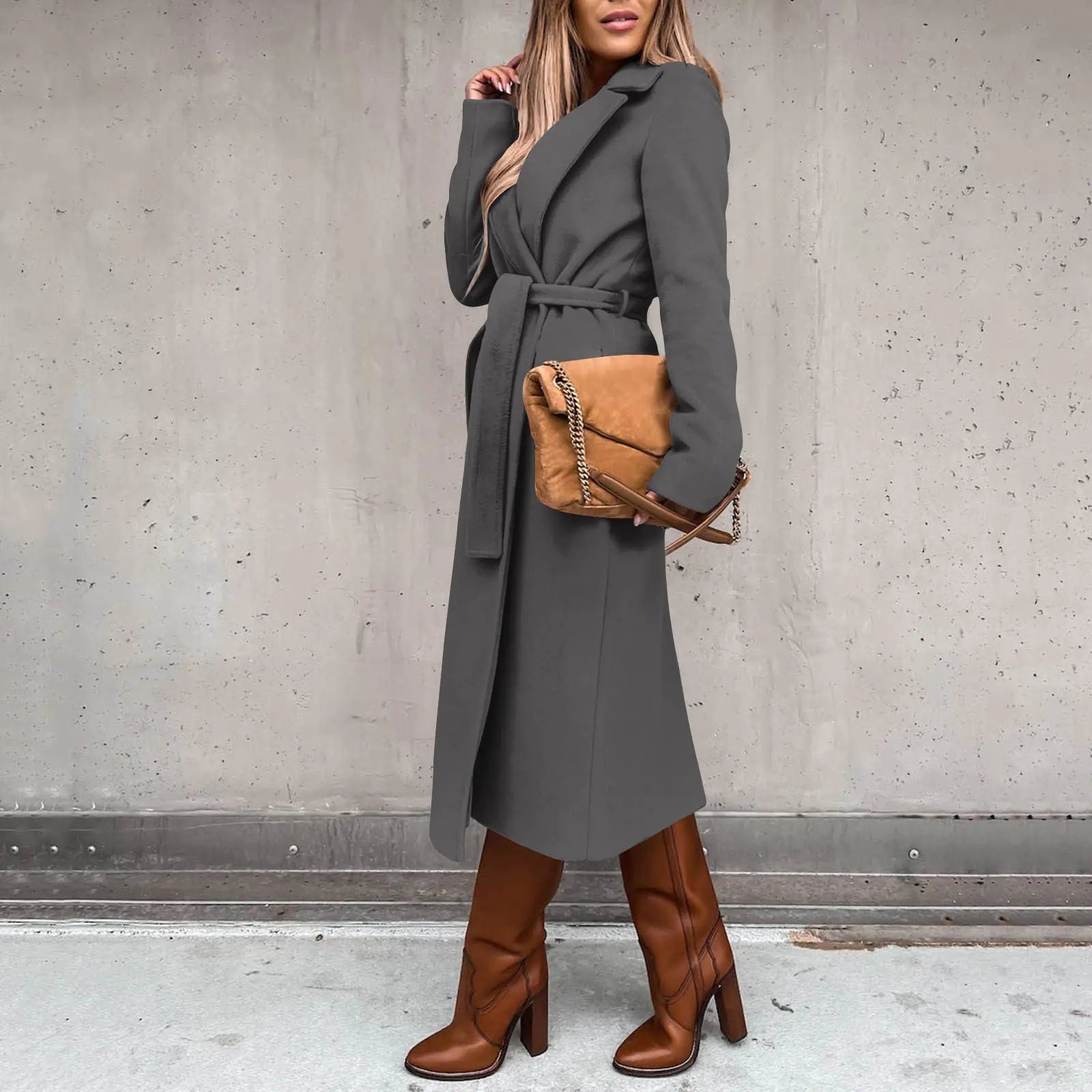 Elegant Women’s Long Solid Color Winter Coat