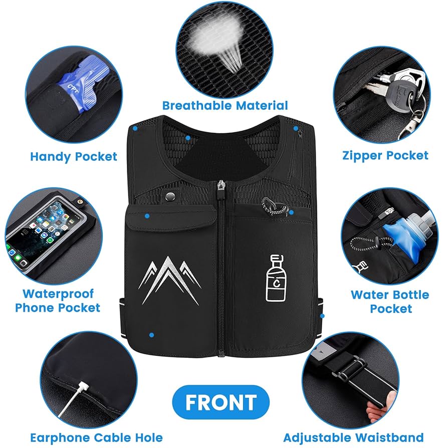 Reflective Sports Vest with Touchscreen Phone Pocket