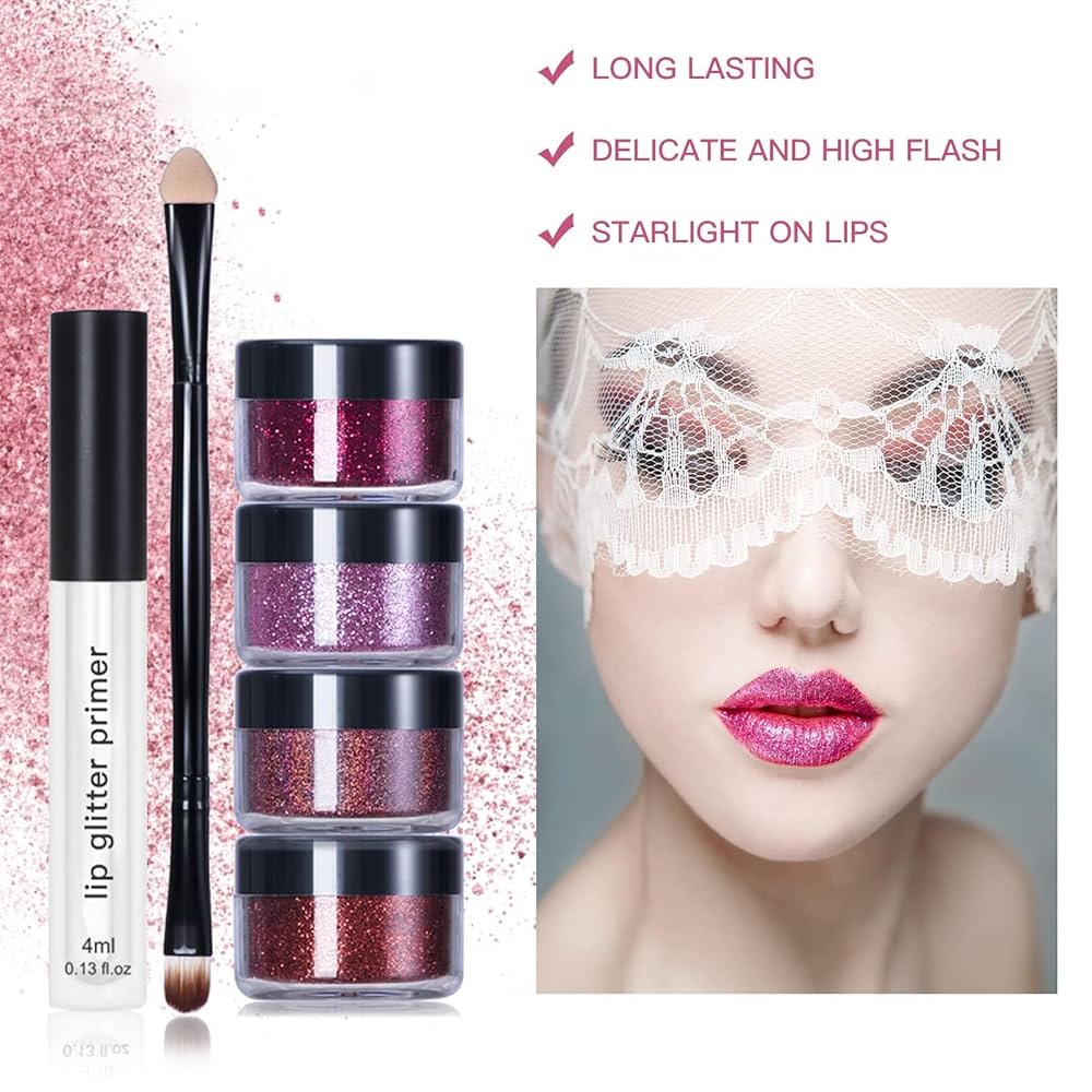 4-Color Glitter Lip Kit – Waterproof & Long-Lasting