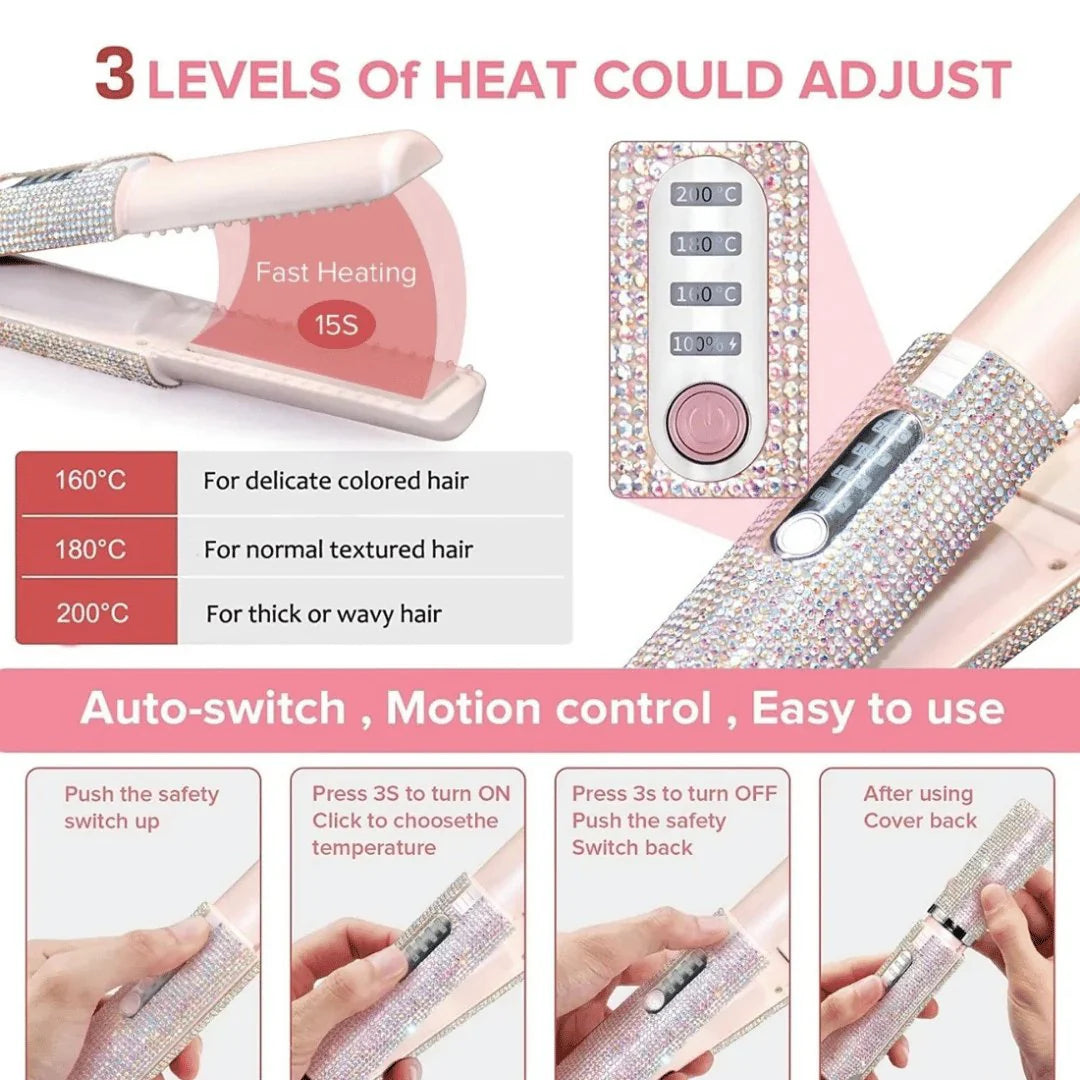 Wireless Automatic Hair Curler – Crystal Diamond Design