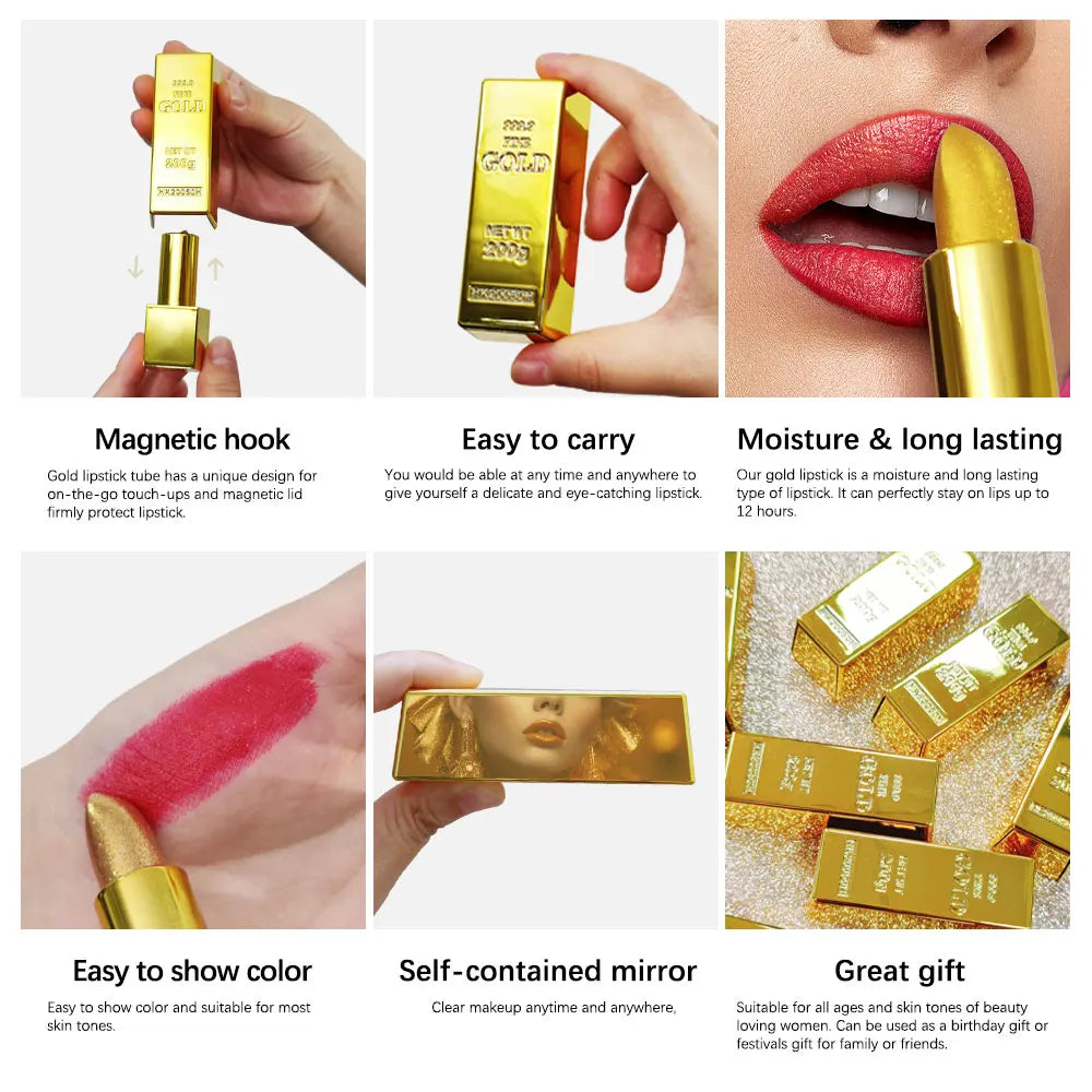 Gold Waterproof Matte Lipstick – Long Lasting
