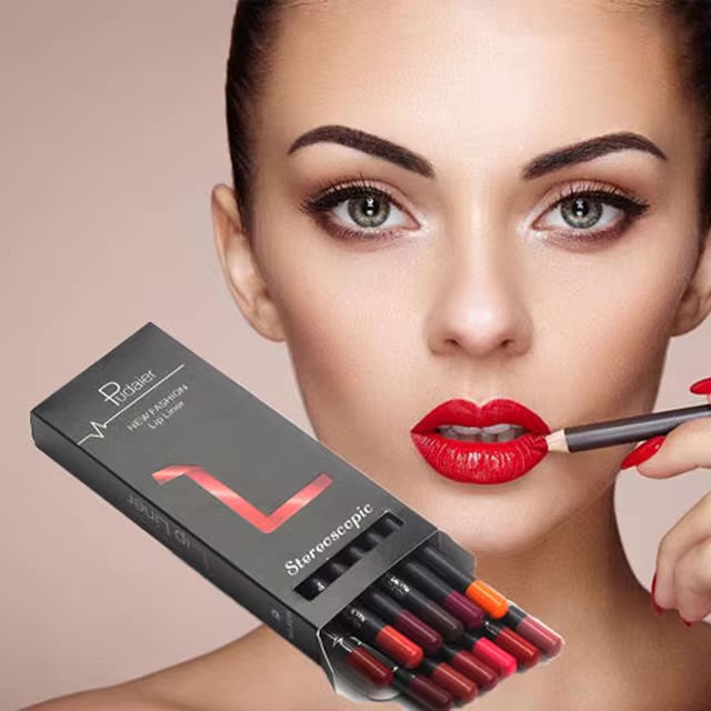 12 Color Waterproof Lip Liner - Nude Shades Set