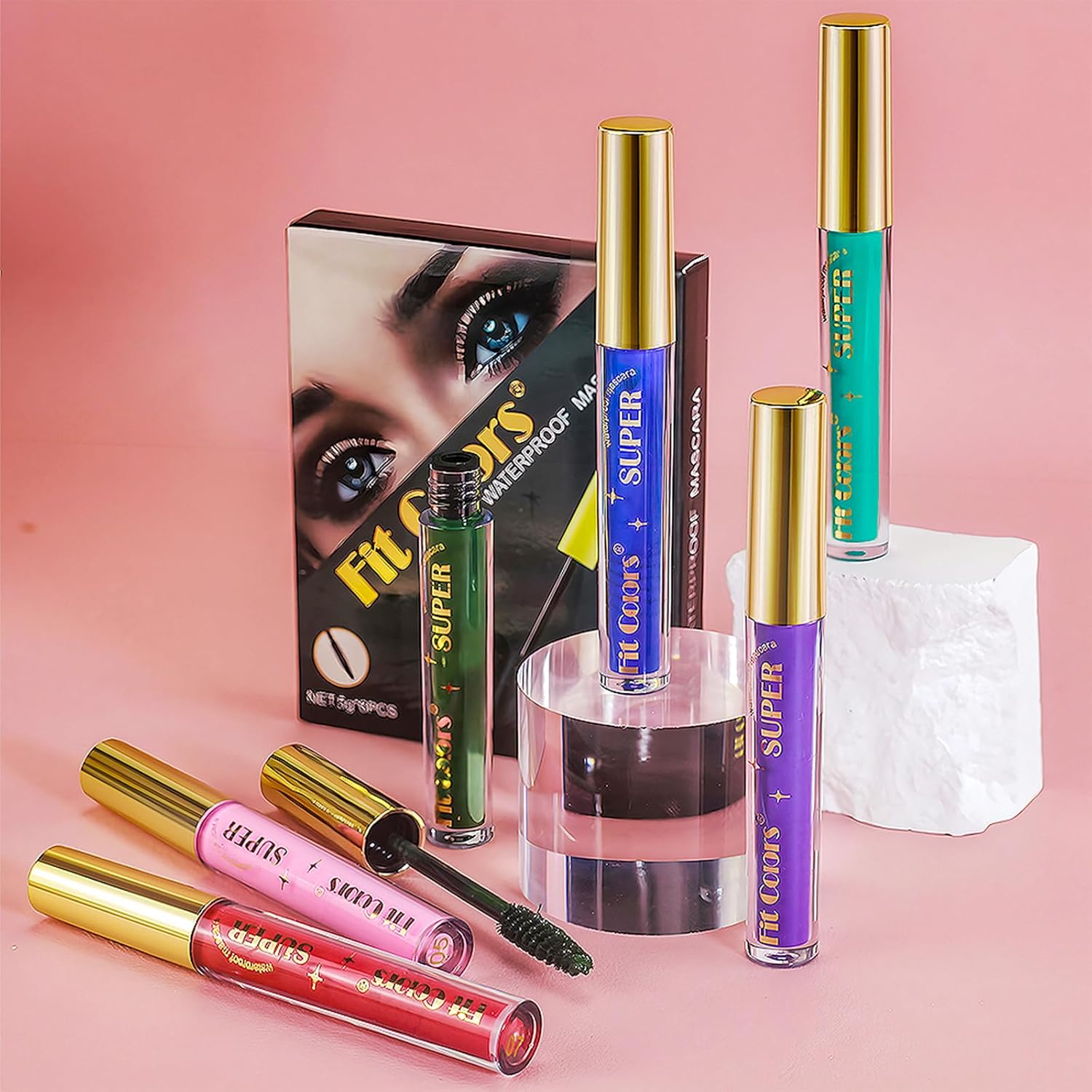 6‑Color Glitter Waterproof Mascara Set