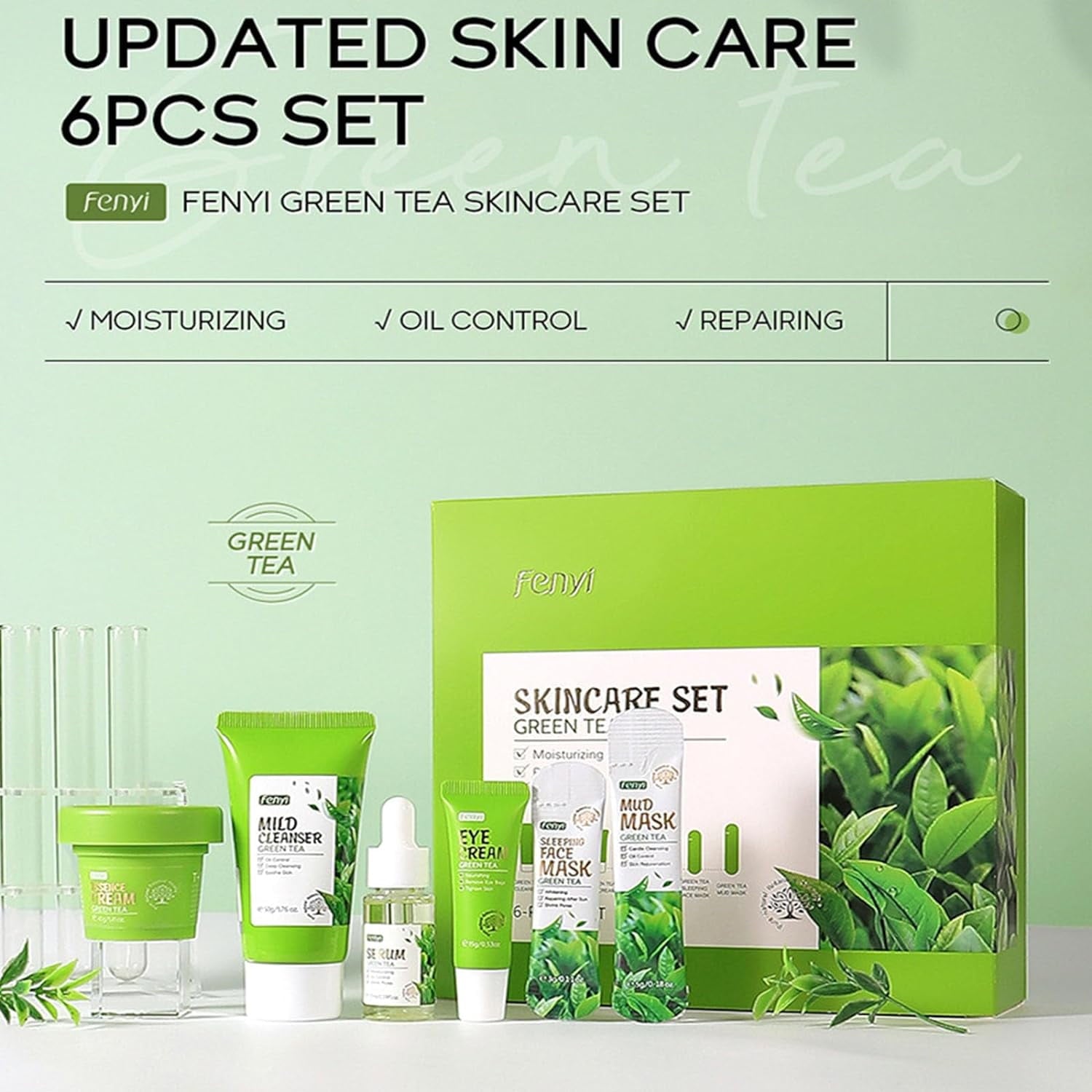 Green Tea Skincare Gift Set – 6-in-1 Complete Routine