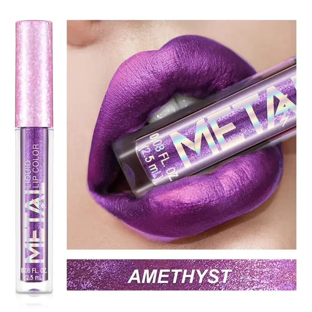 Metallic Liquid Lipstick Lip Gloss - Shimmery Finish