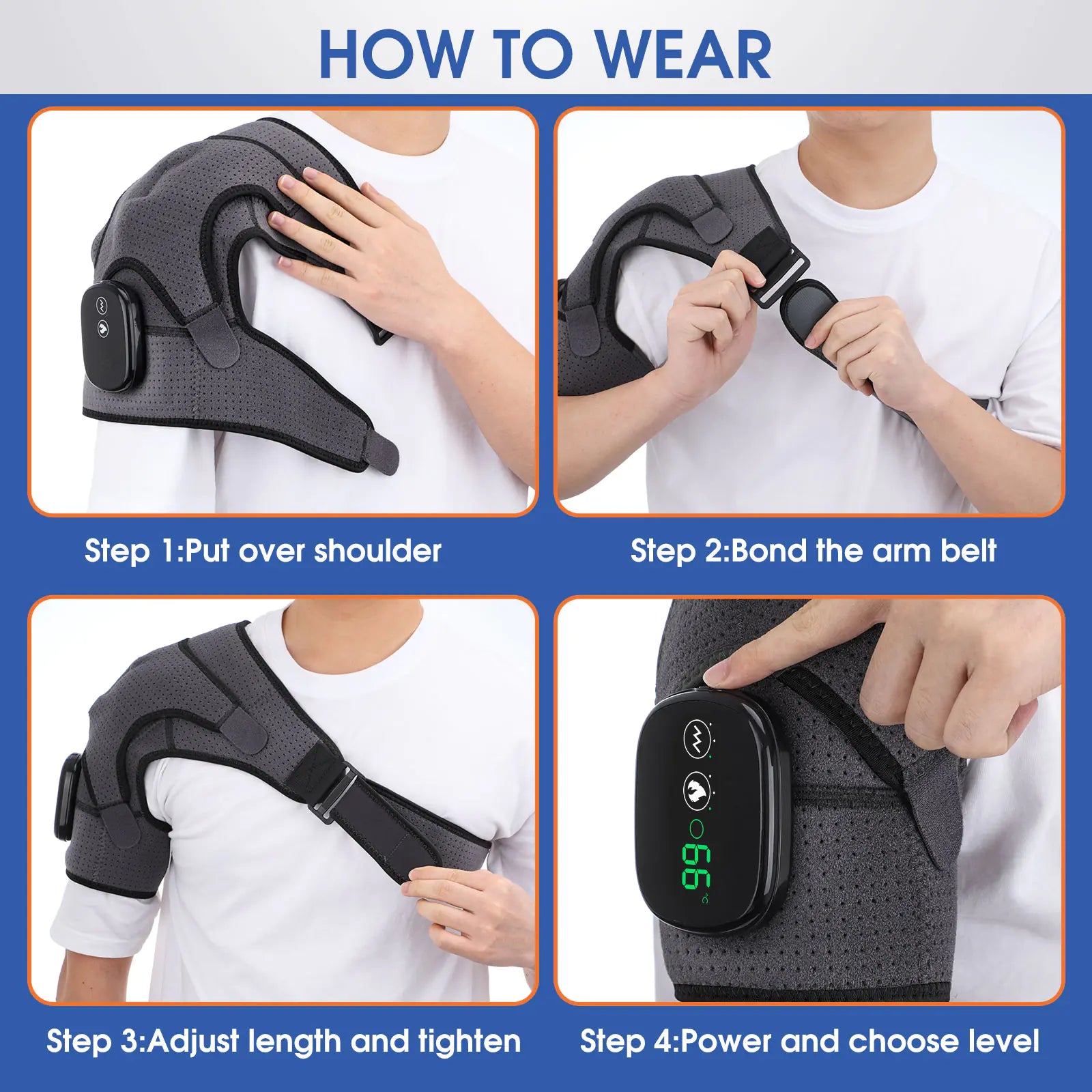 Electric Heating Shoulder Massager with Vibration Support