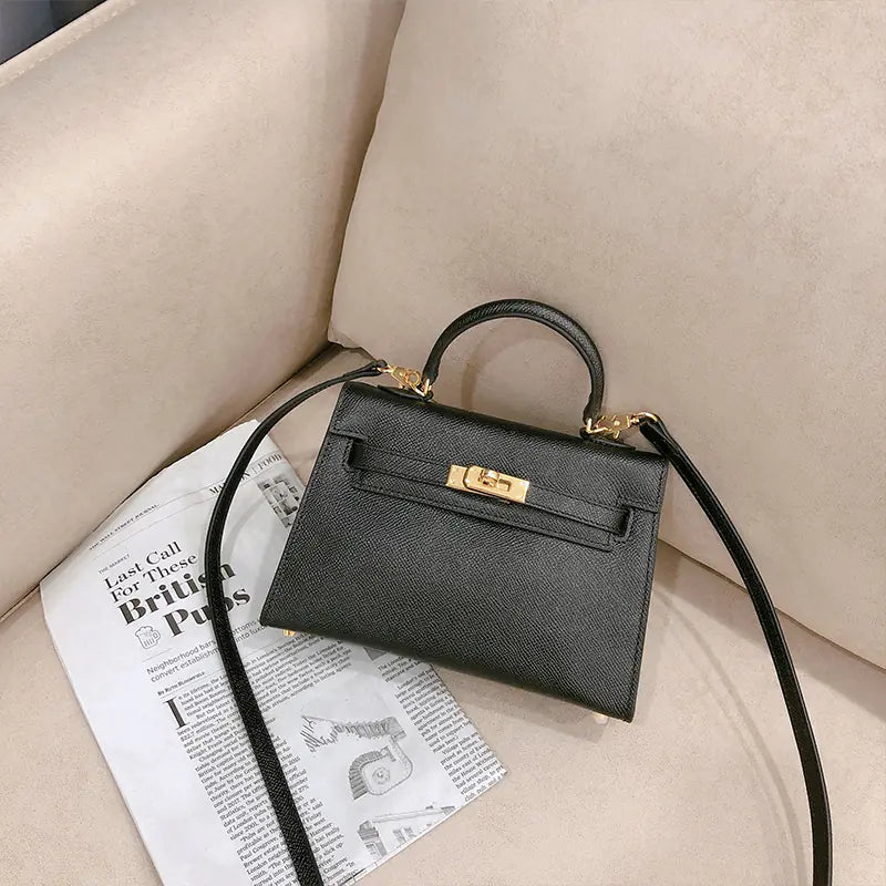 Chic Mini Cowhide Handbag - Compact Leather Style