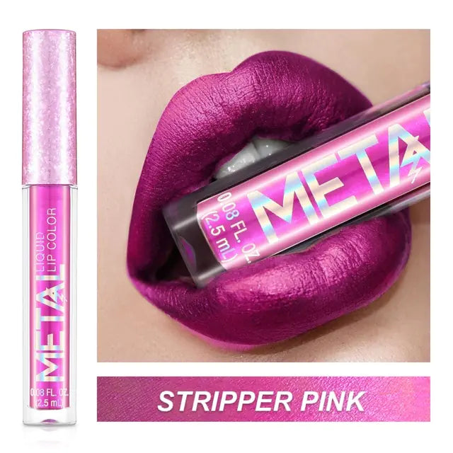 Metallic Liquid Lipstick Lip Gloss - Shimmery Finish