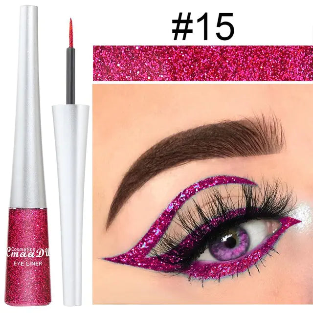 16 Colors Waterproof Glitter Eyeliner – Sparkling Makeup