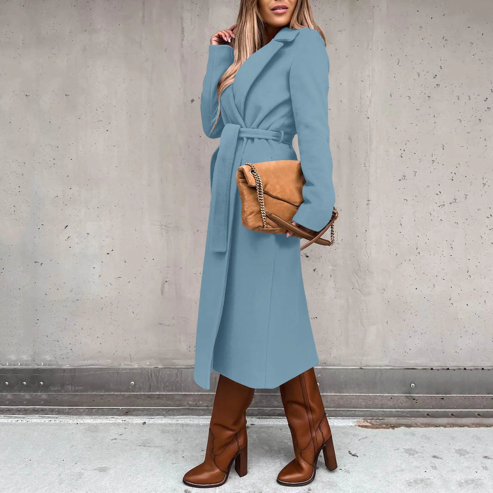 Elegant Women’s Long Solid Color Winter Coat