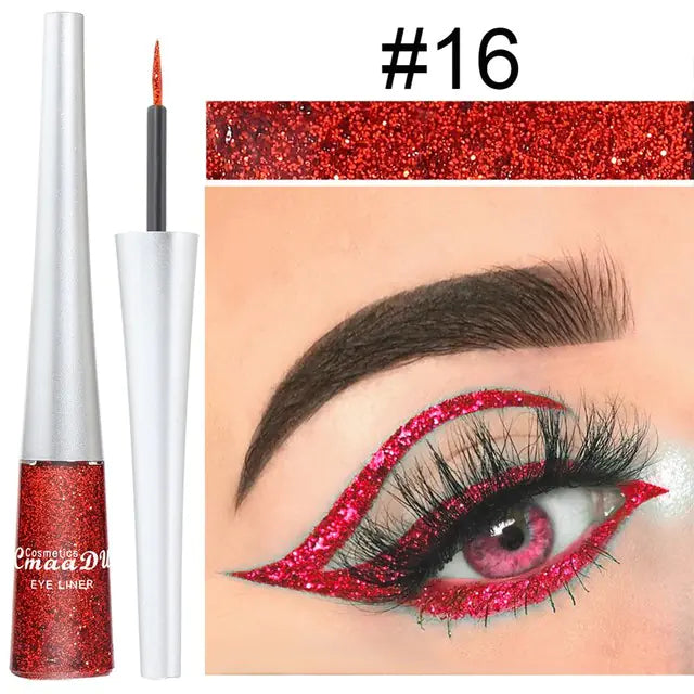 16 Colors Waterproof Glitter Eyeliner – Sparkling Makeup