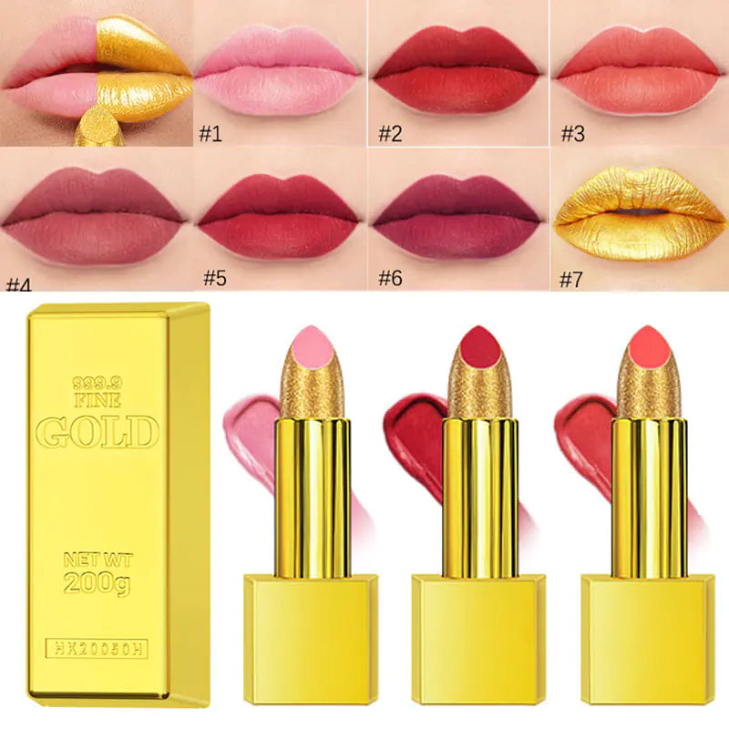 Gold Waterproof Matte Lipstick – Long Lasting