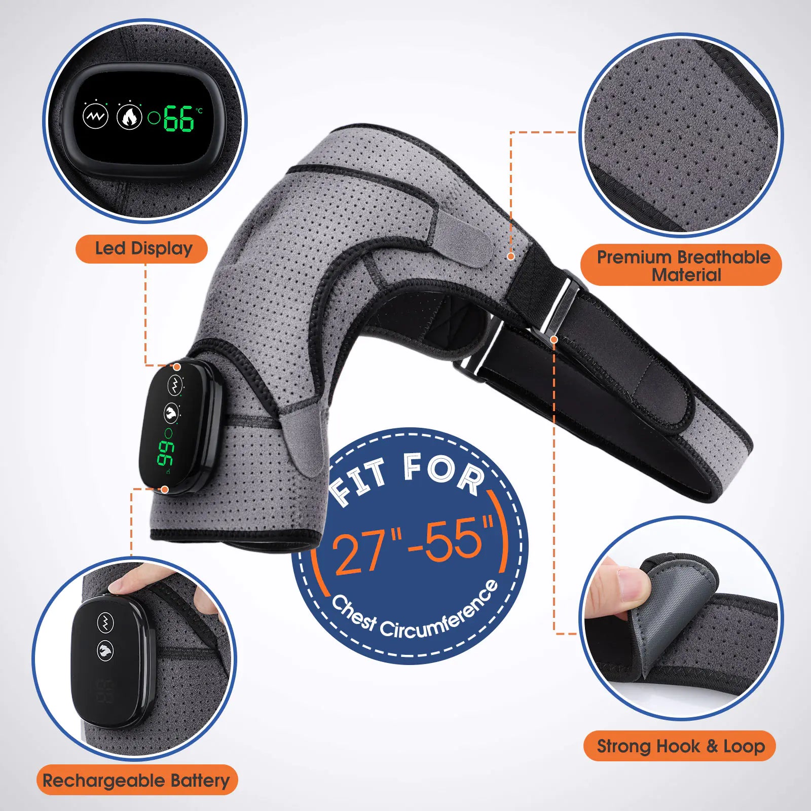 Electric Heating Shoulder Massager with Vibration Support