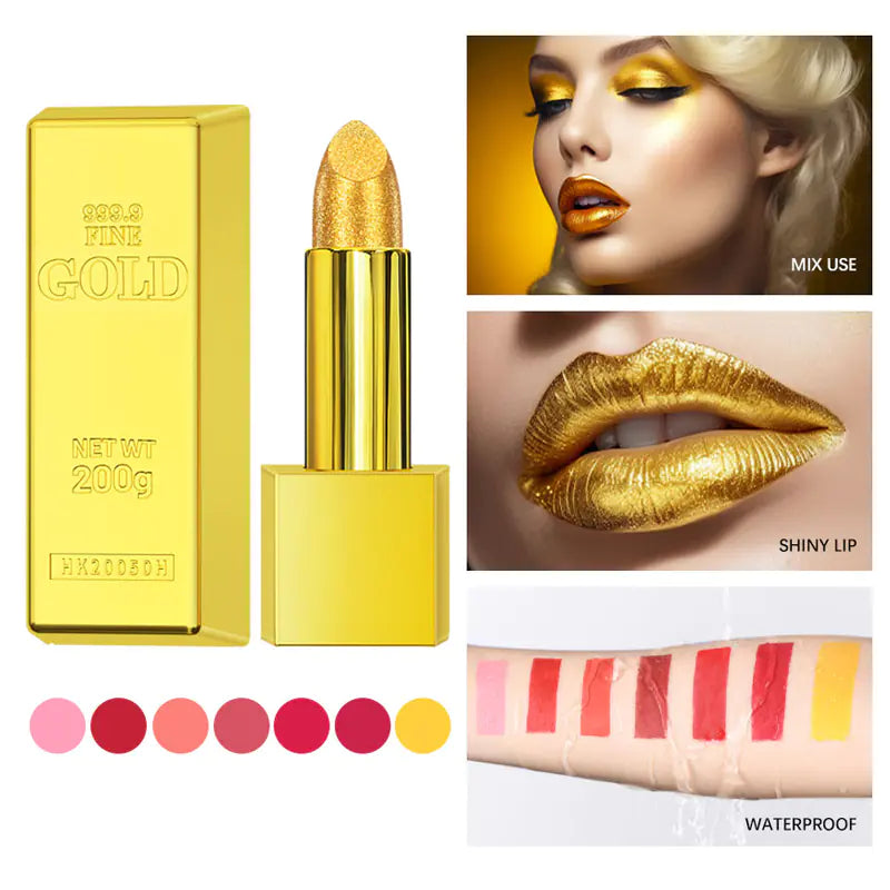 Gold Waterproof Matte Lipstick – Long Lasting