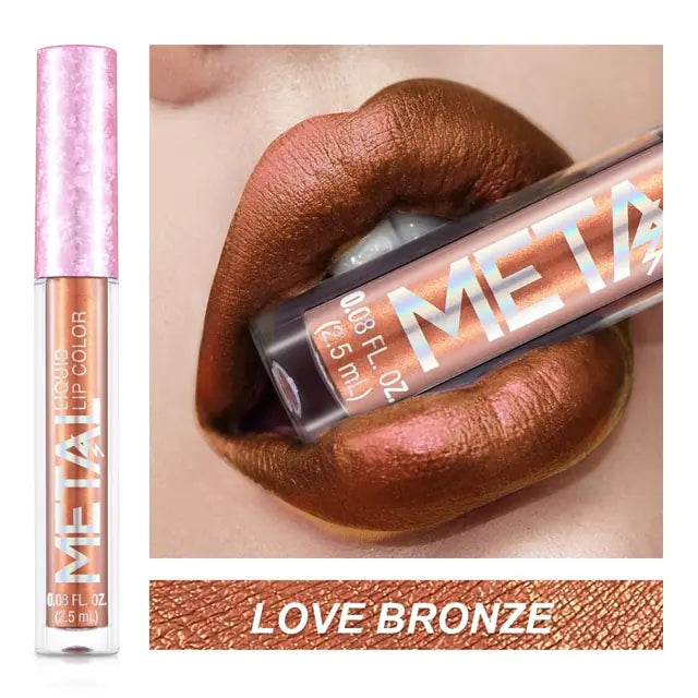 Metallic Liquid Lipstick Lip Gloss - Shimmery Finish