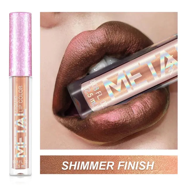 Metallic Liquid Lipstick Lip Gloss - Shimmery Finish