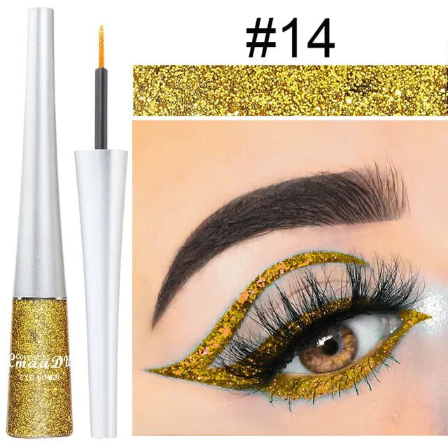 16 Colors Waterproof Glitter Eyeliner – Sparkling Makeup