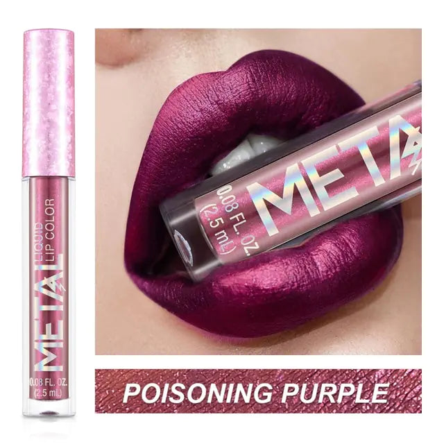 Metallic Liquid Lipstick Lip Gloss - Shimmery Finish