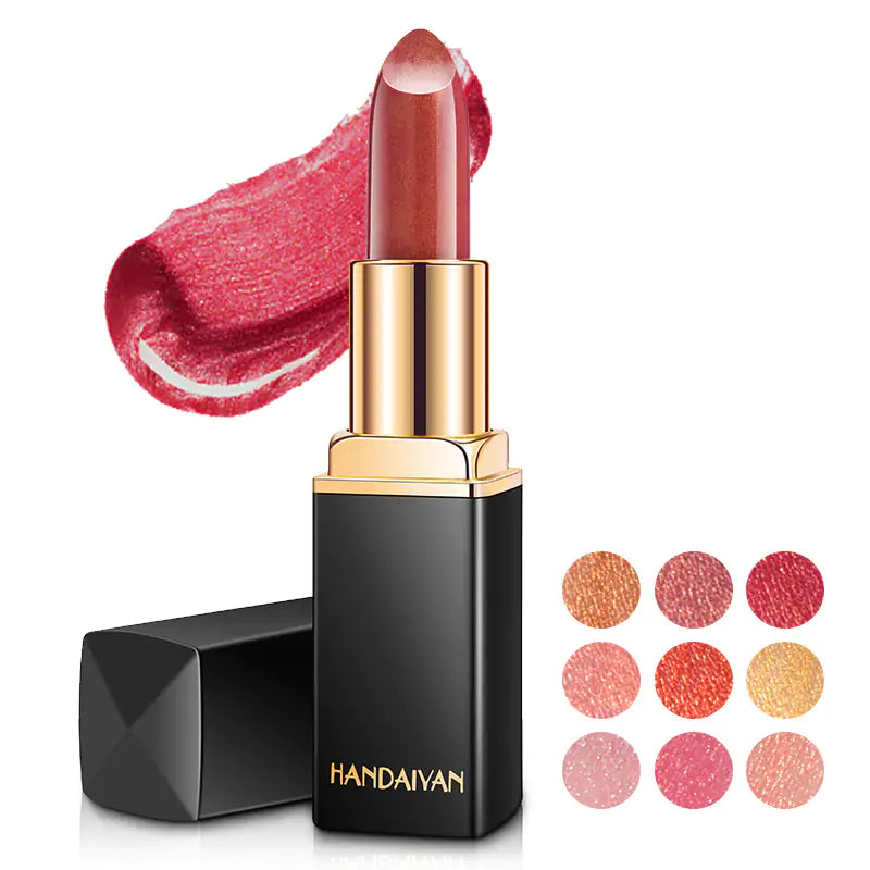 9 Colors Waterproof Glitter Lipstick - Long-Lasting