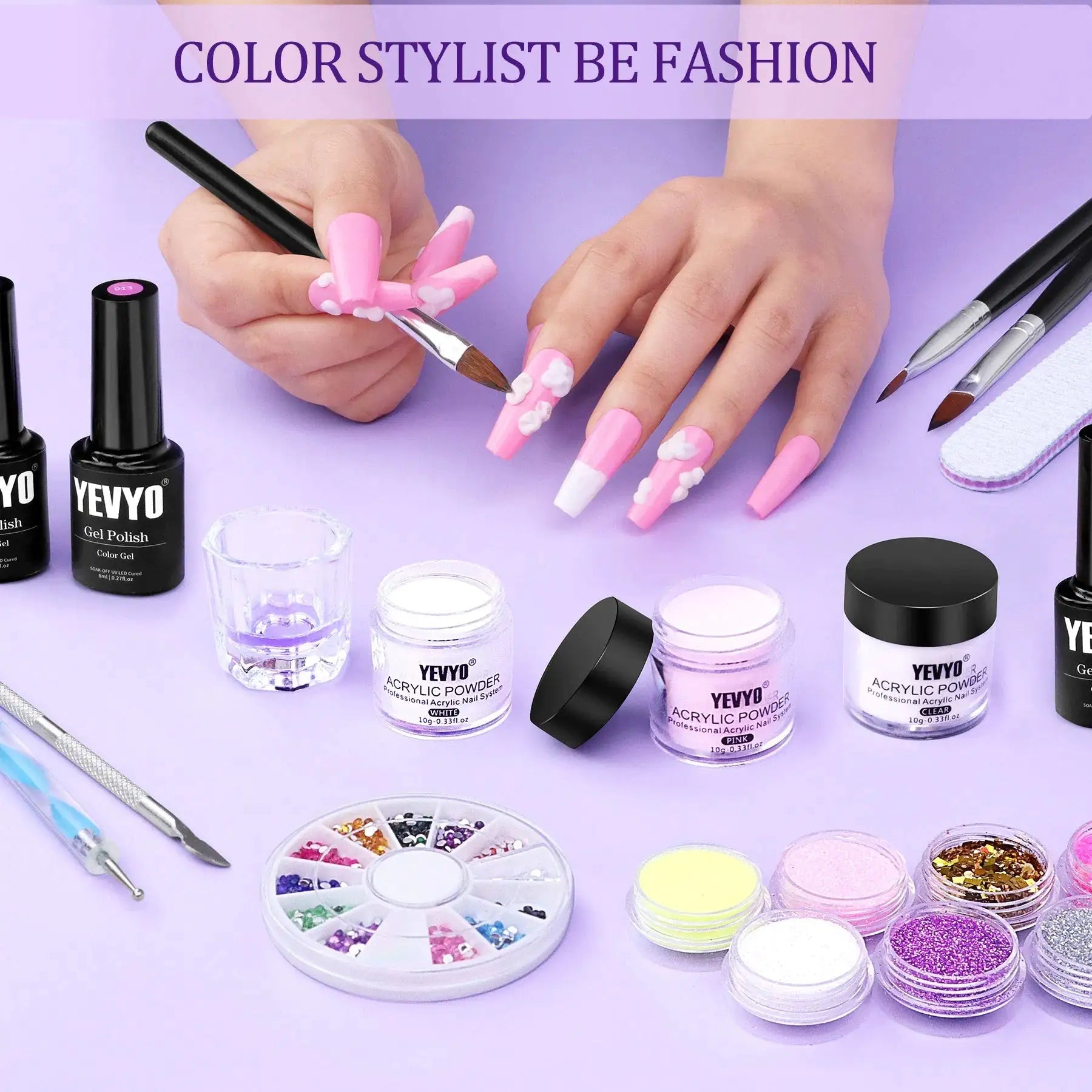 Complete Acrylic Nail Kit with UV Light