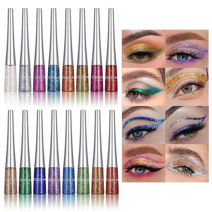 16 Colors Waterproof Glitter Eyeliner – Sparkling Makeup