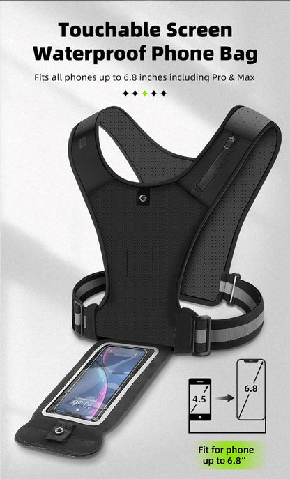 Reflective Running Vest with Adjustable Fit &amp; Phone Pocket