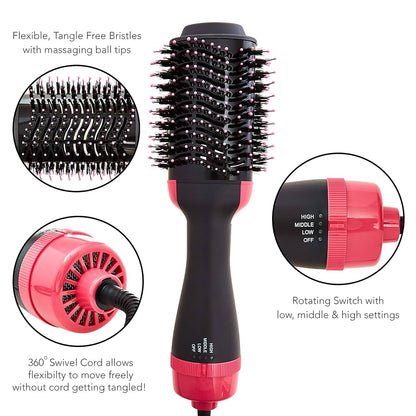 2-in-1 Hot Air Brush Hair Dryer &amp; Volumizer – Smooth, Frizz-Free Styling
