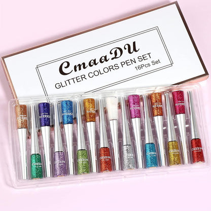 16 Colors Waterproof Glitter Eyeliner – Sparkling Makeup
