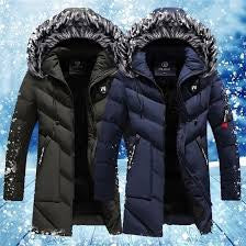 Men’s Thickened Winter Cotton Coat with Detachable Hood