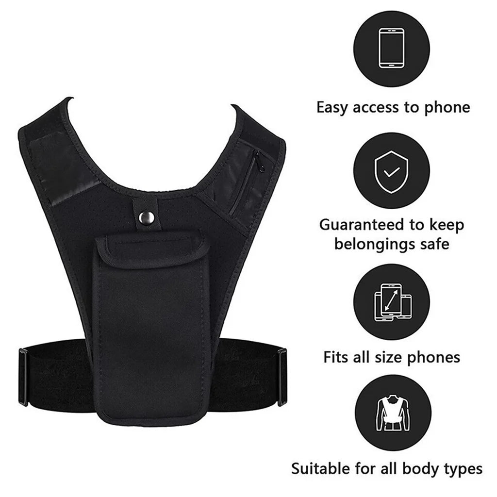 Reflective Running Vest with Adjustable Fit &amp; Phone Pocket