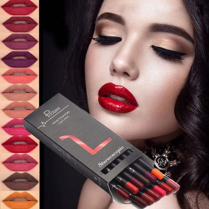 12 Color Waterproof Lip Liner in Nude Shades