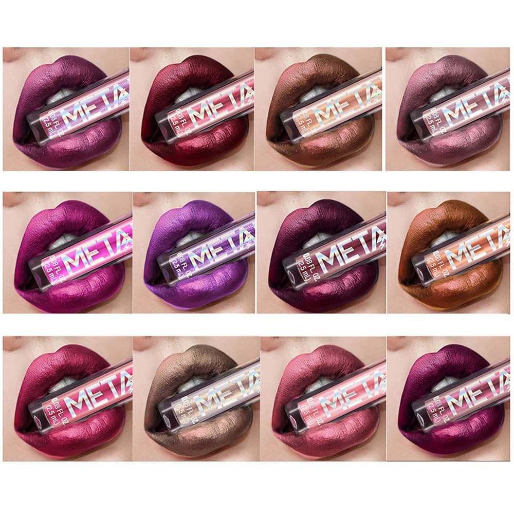 12-Piece Metallic Glitter Lipstick Kit
